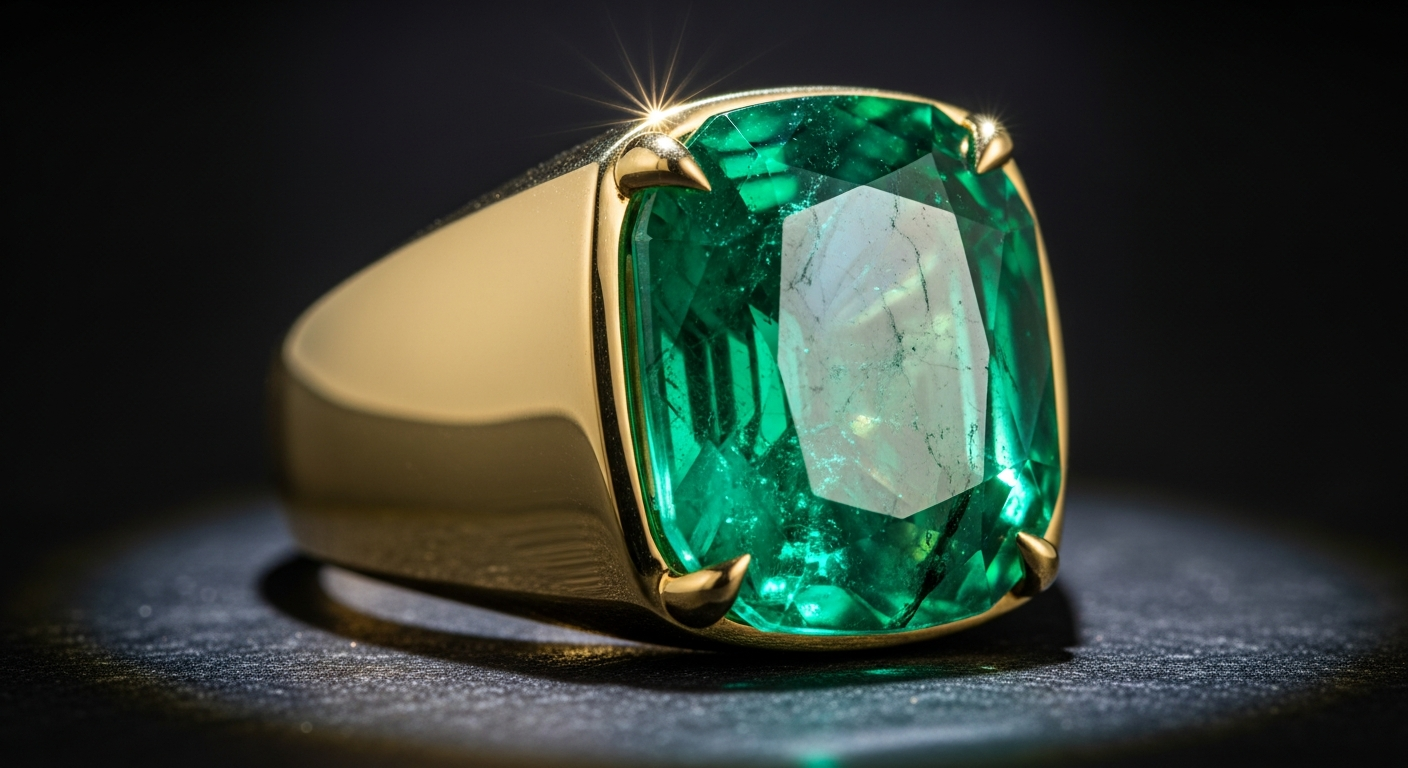Bague pour homme en émeraude