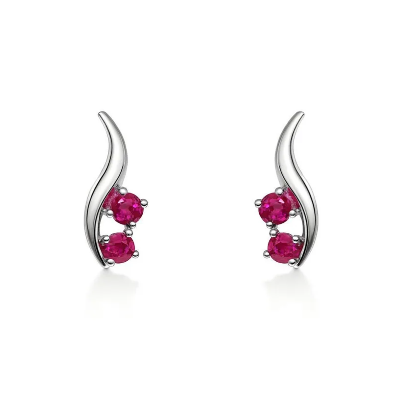 Boucles d oreilles Or Blanc 2Rubis