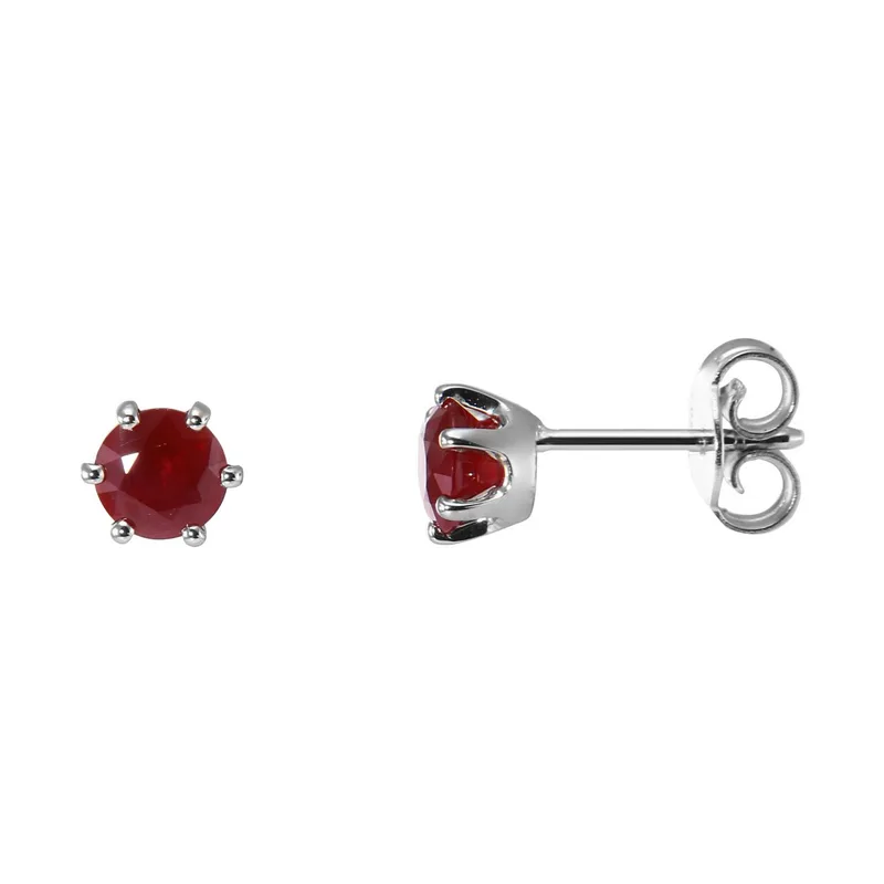 Boucles d oreilles Or Blanc Rubis 5mm